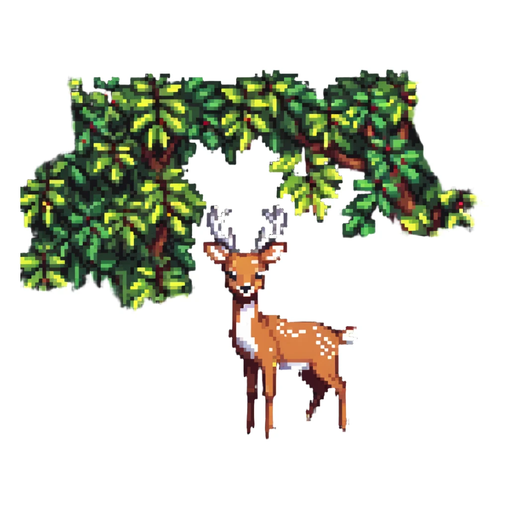 deer peeking from behind a bush sticker