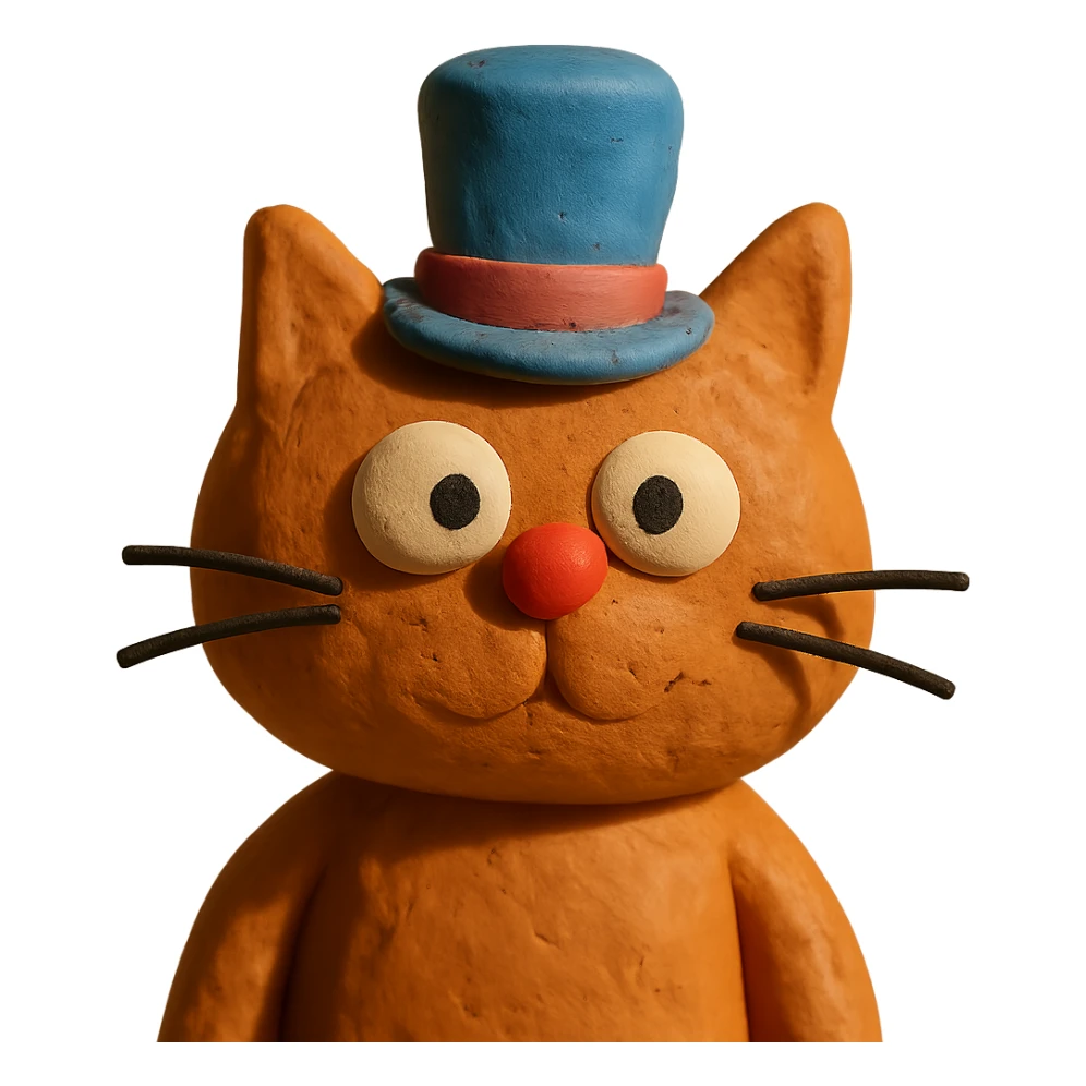 claymation style cat in a hat sticker
