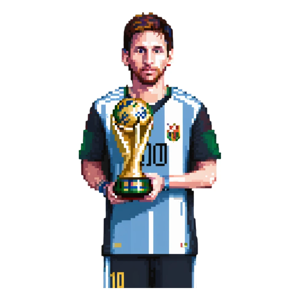Lionel Messi with World Cup trophy sticker