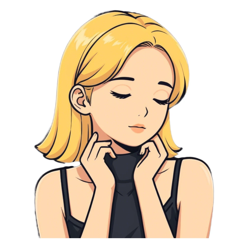 blonde girl hands on her neck sticker