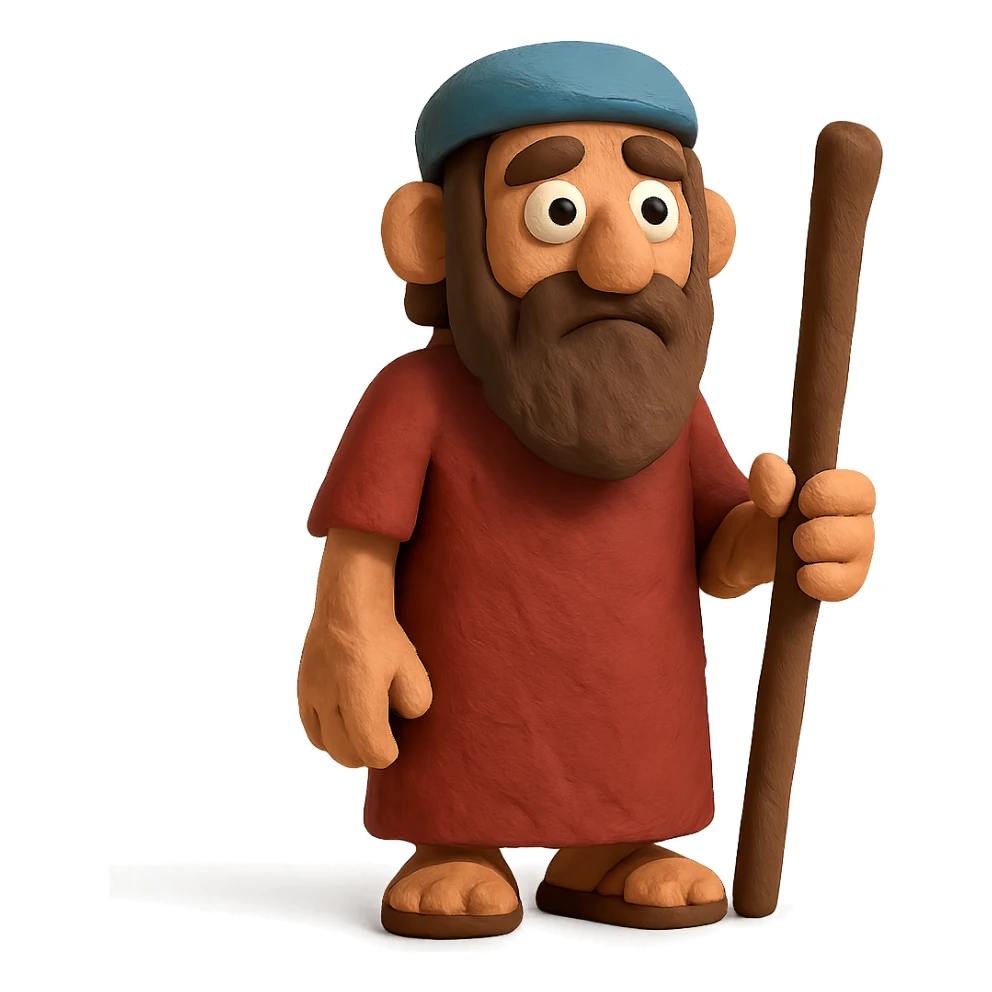 claymation style abrahm as a character sticker