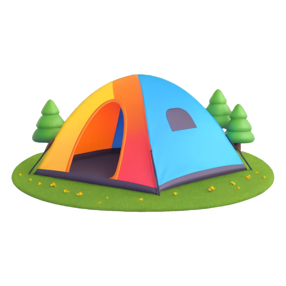 colorful dome tent on grass sticker
