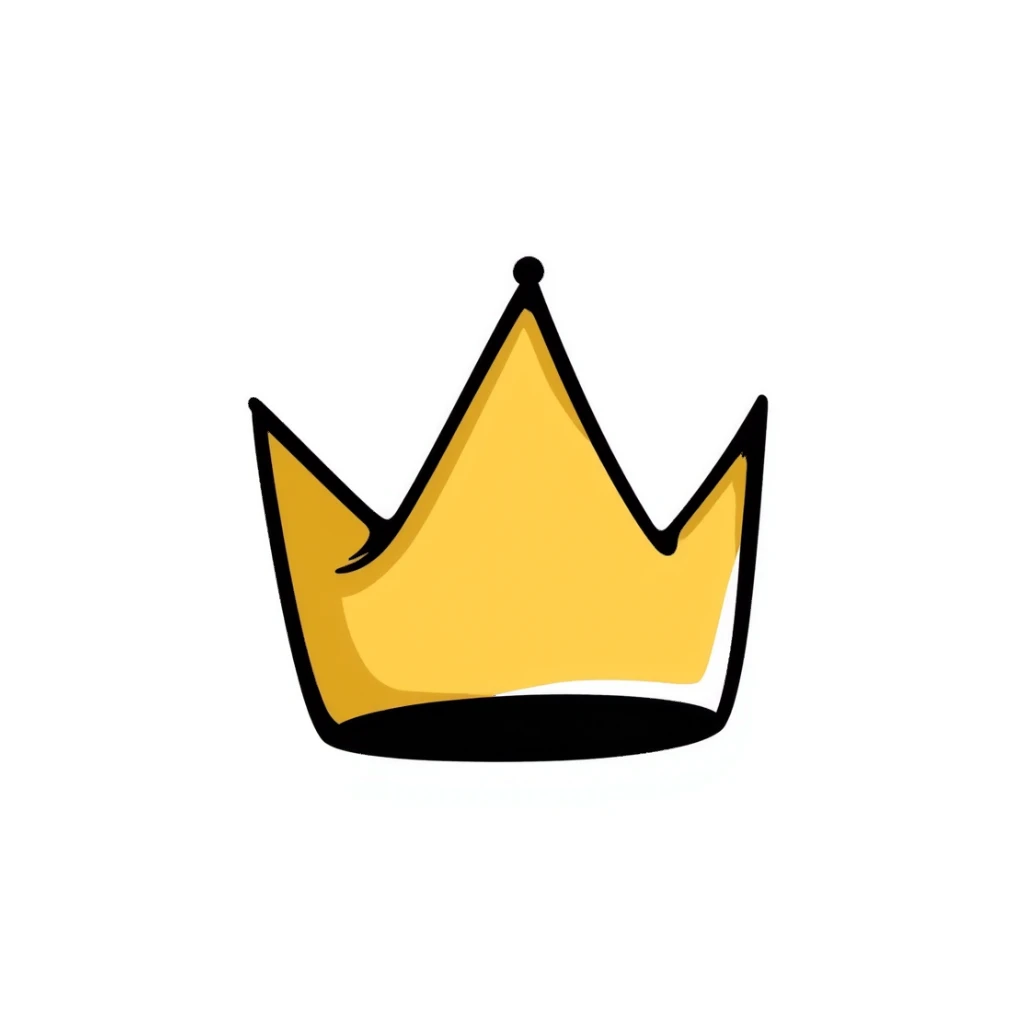 a golden crown, hand drawn doodle style sticker