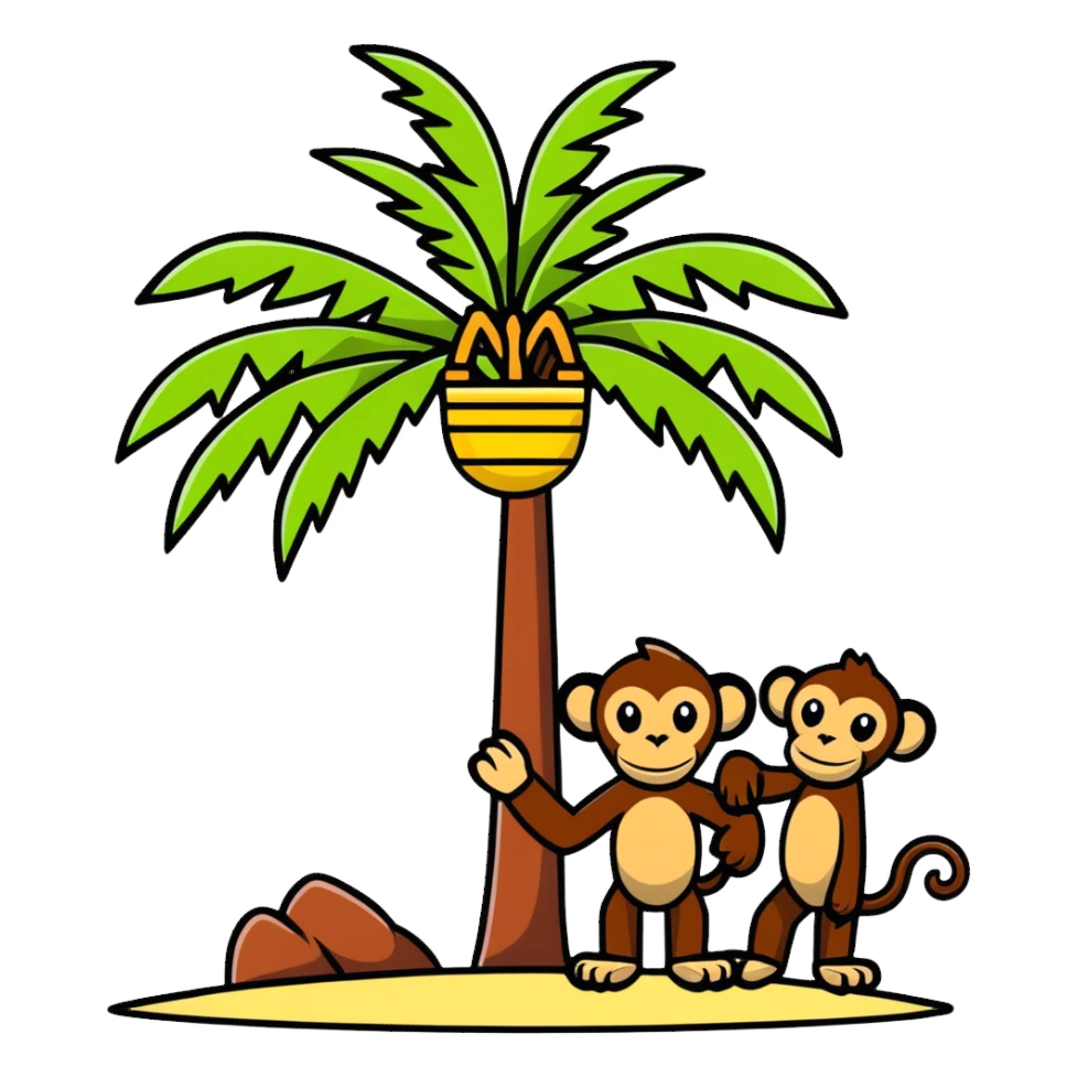 palm tree with monkeys sticker