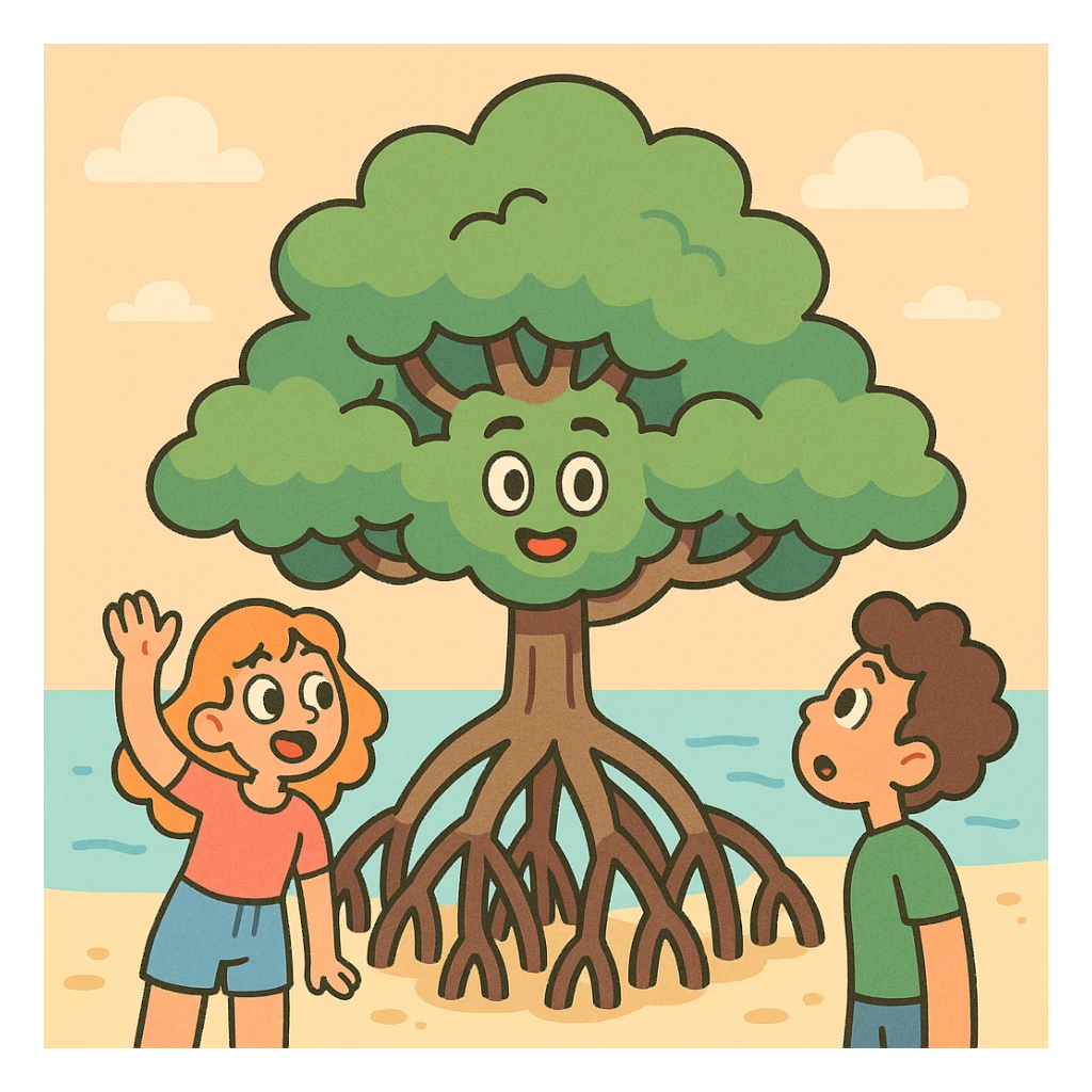 mangrove tree, pastel toon style sticker