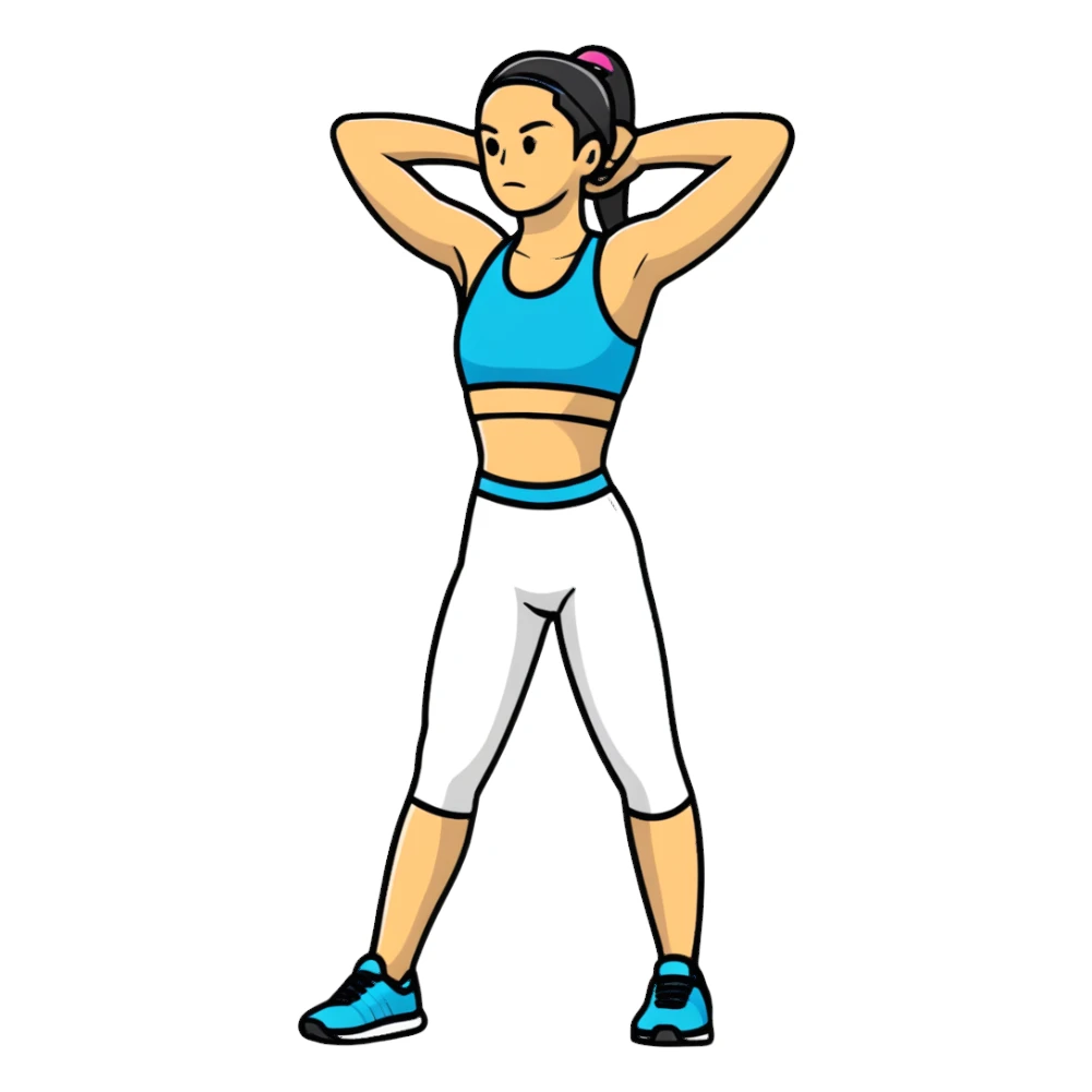athletic woman exercising in standing position sticker