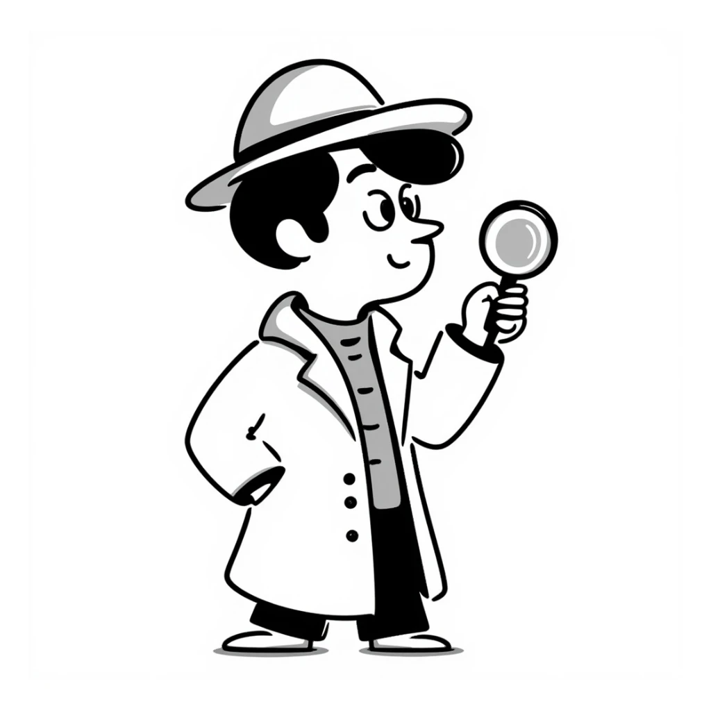detective character, hand drawn doodle style sticker
