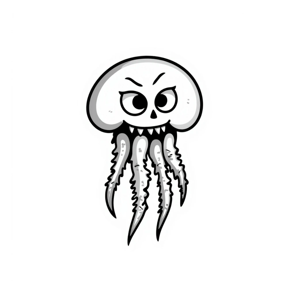 A scary crazy jellyfish sticker