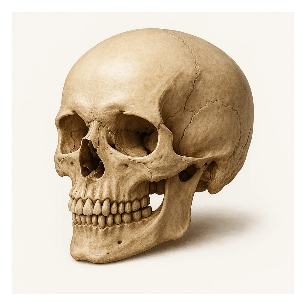 a human skull, realistic, detailed, on white background sticker