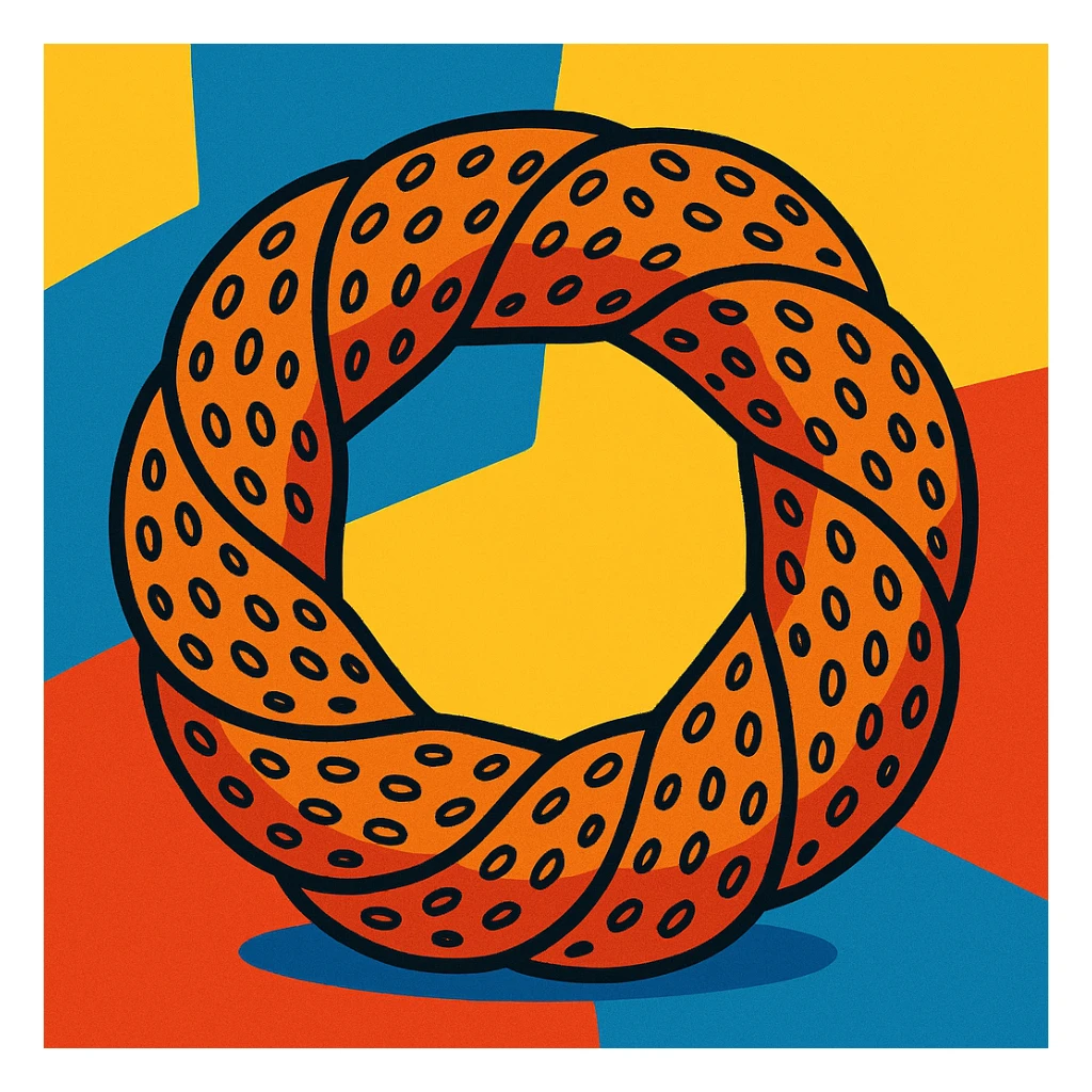 a simit, the Turkish sesame bread ring, vibrant toon style sticker
