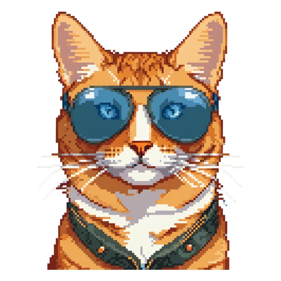 orange tabby cat wearing aviator sunglasses sticker