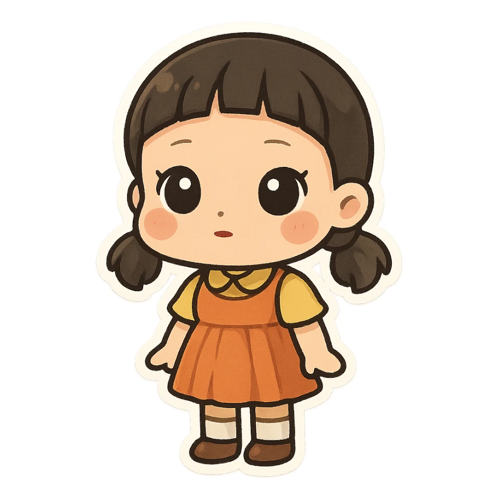 cute chibi style squid game doll character sticker