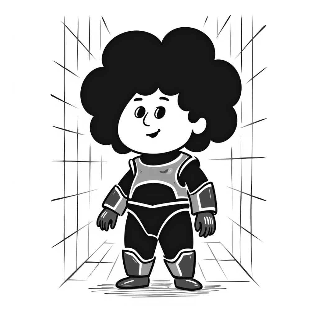 Cabbage Patch Kid in Tron-inspired armor, 80's retro sci-fi, digital grid background sticker