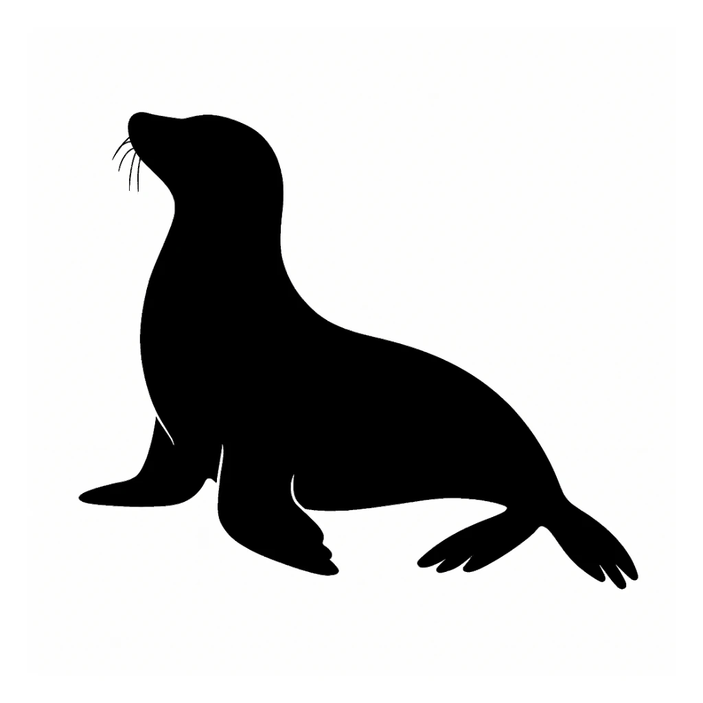Seal black silhouette white background sticker