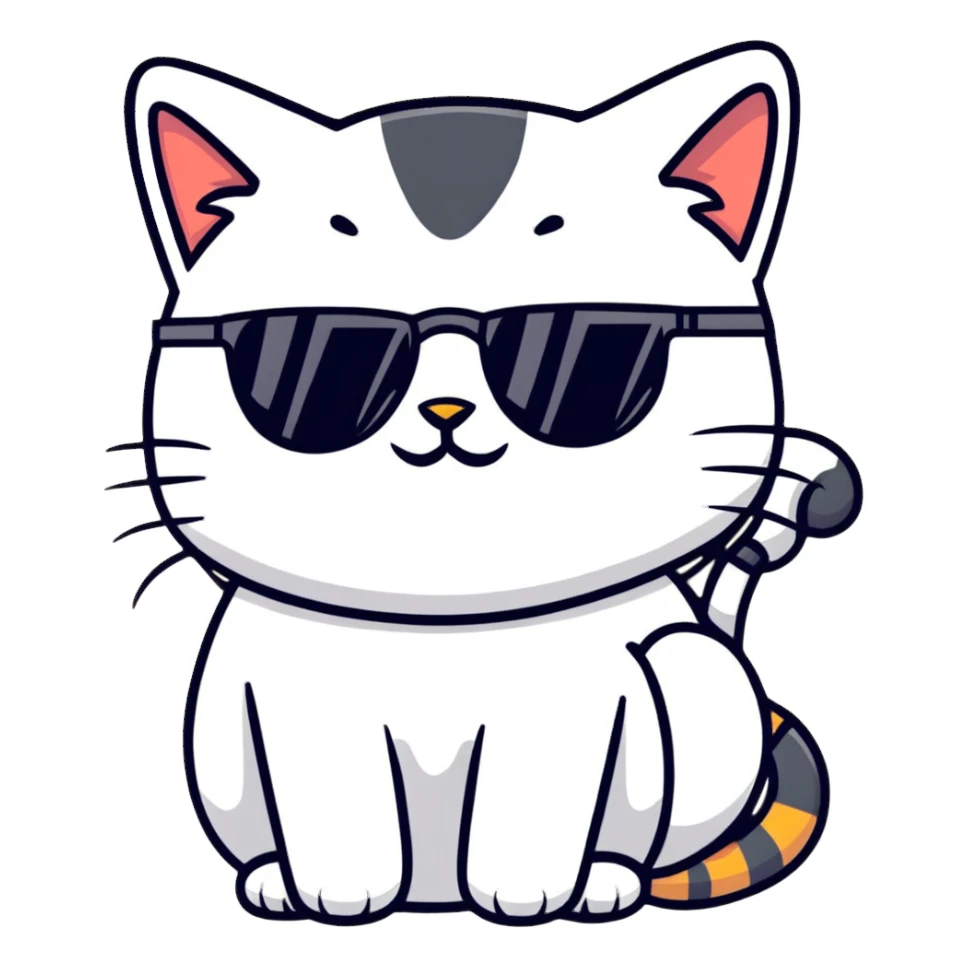 Cat with sunglasses sticker