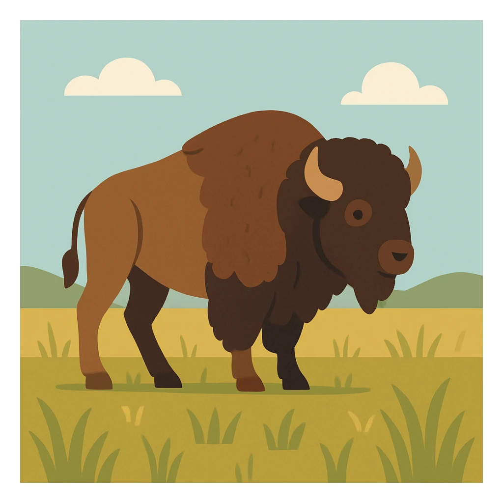 Flat design style buffalo in the plains sticker