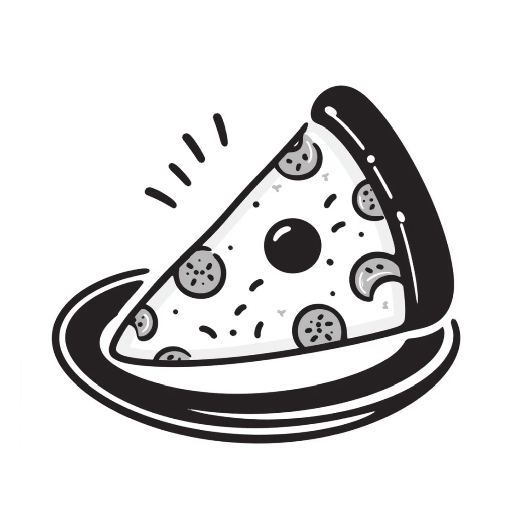 hand drawn doodle style pizza slice sticker