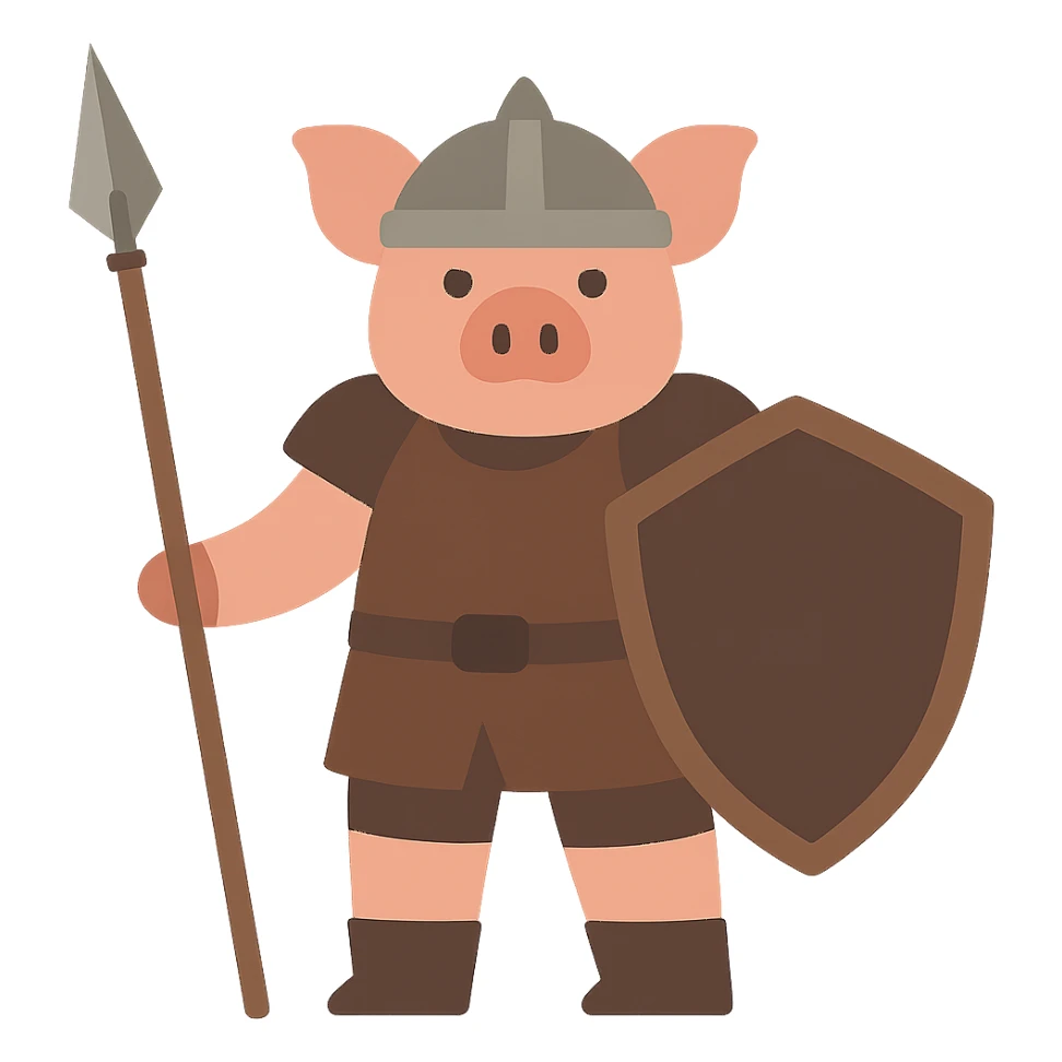 flat design style pig warrior sticker