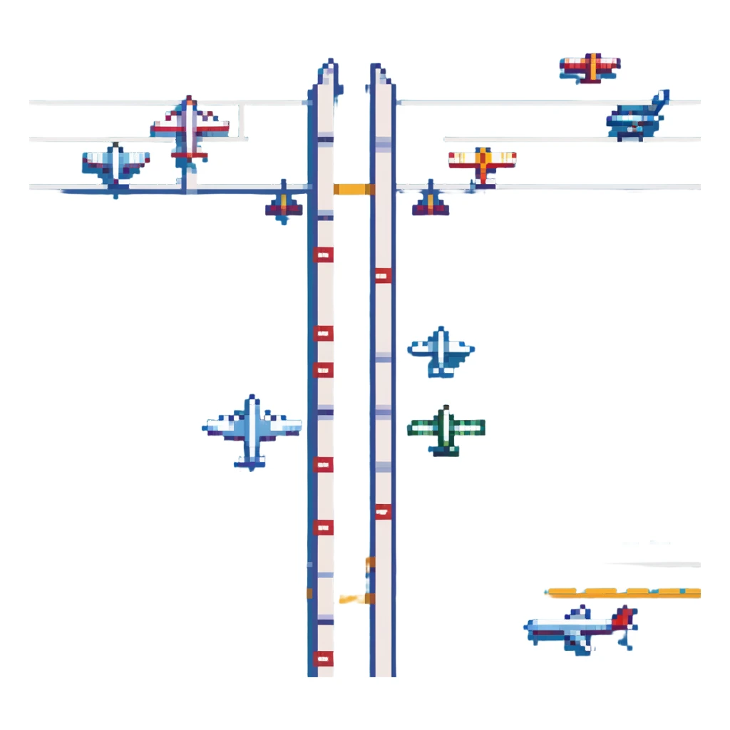 airport with planes and runway sticker