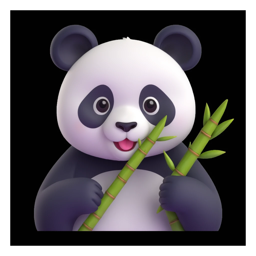 panda eating bamboo in forrest, close up pose sticker