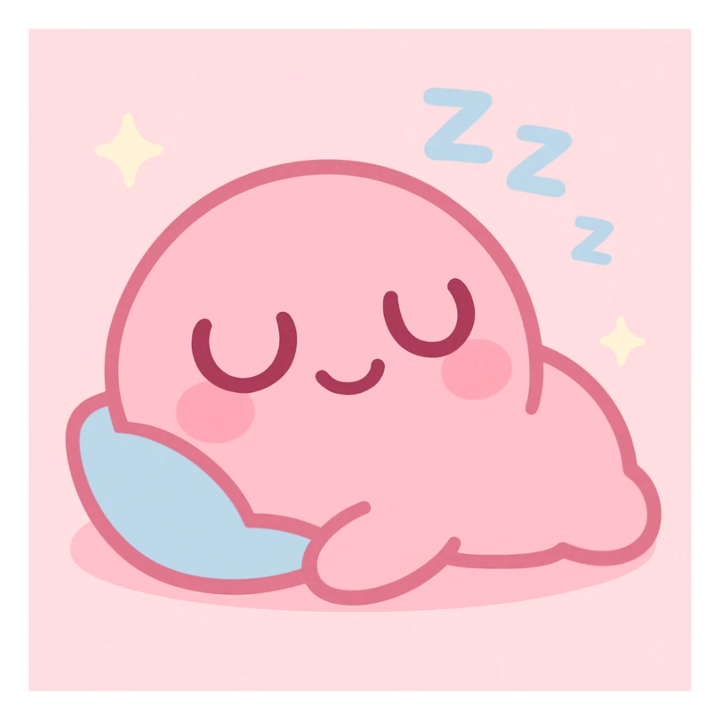 kawaii style pink character sleeping with a silly expression sticker