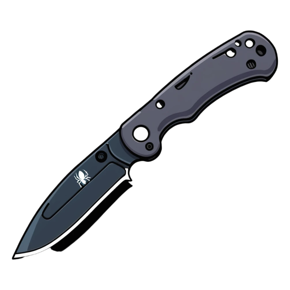 Tactical Spyderco knife with serrated edge sticker