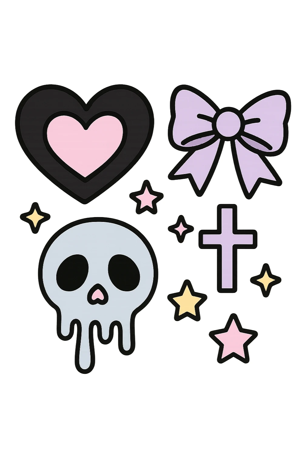 pastel goth black object remove background sticker