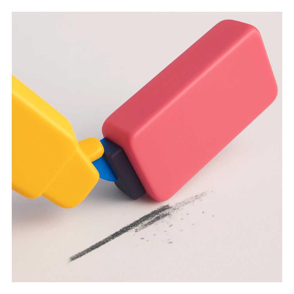 3d eraser removing line on paper sticker