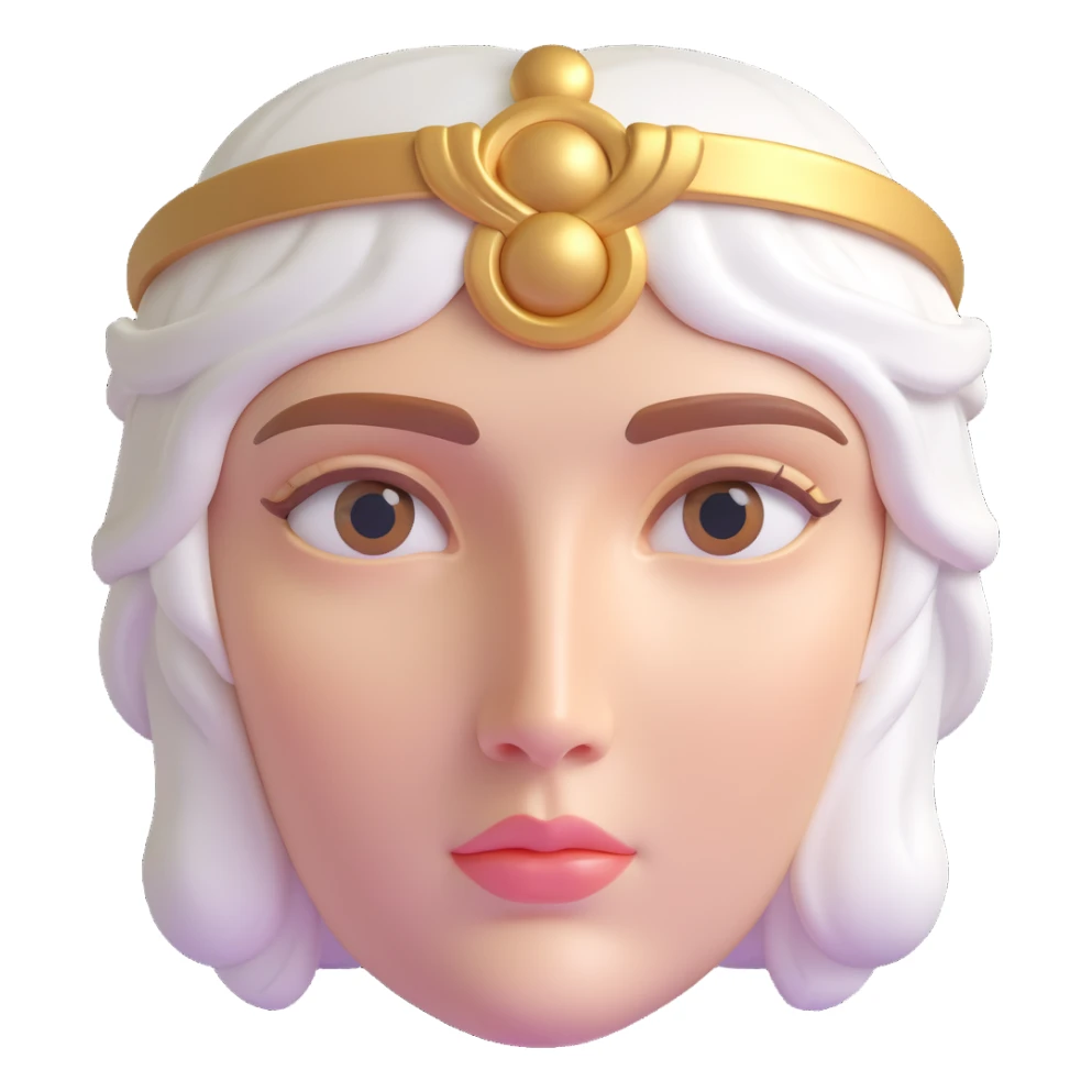 Make the colors silver and give the face a statue-like, marble texture, keeping the 3D close-up Athena style, with no background. sticker