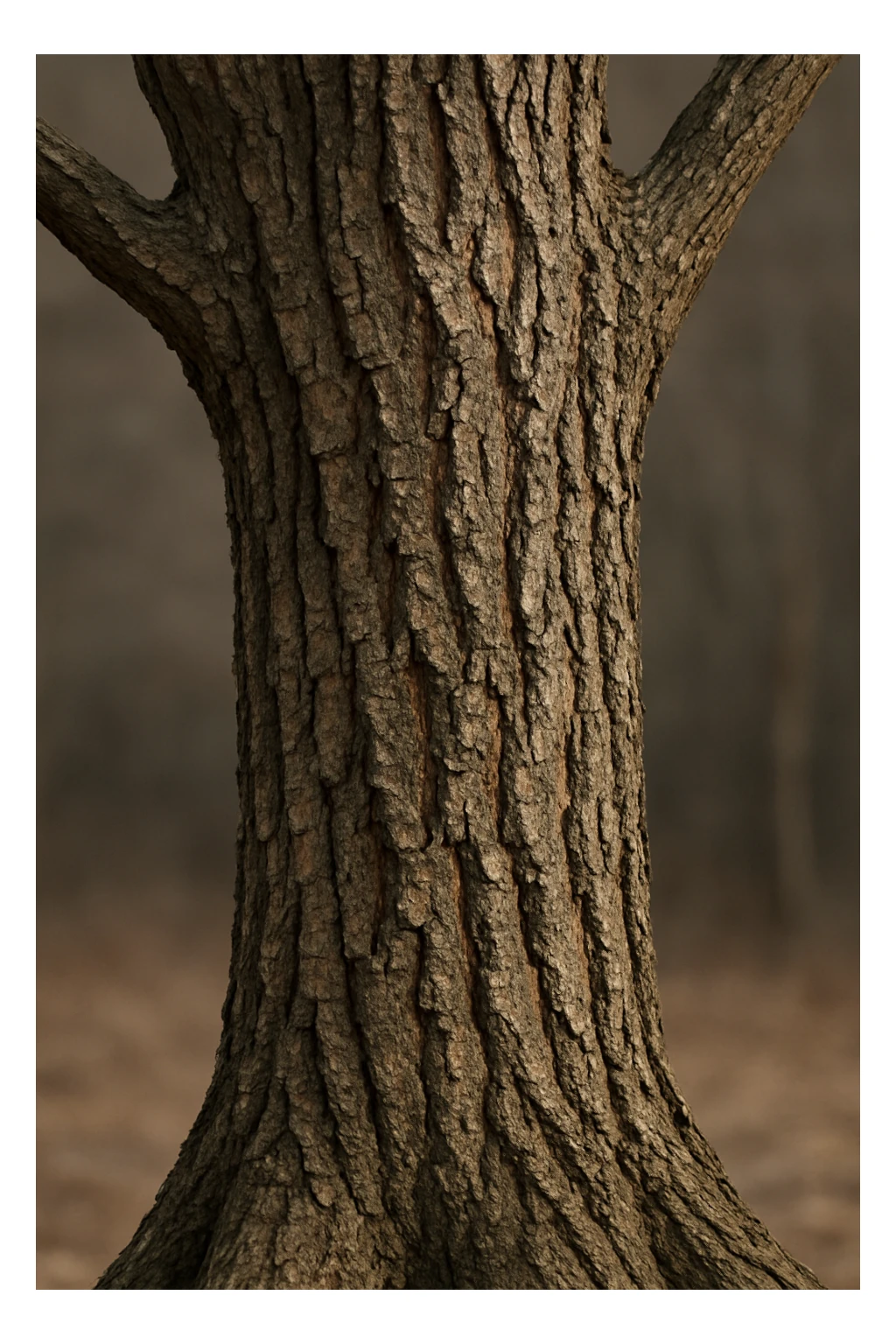 realistic tree trunk showing detailed bark texture, no foliage sticker
