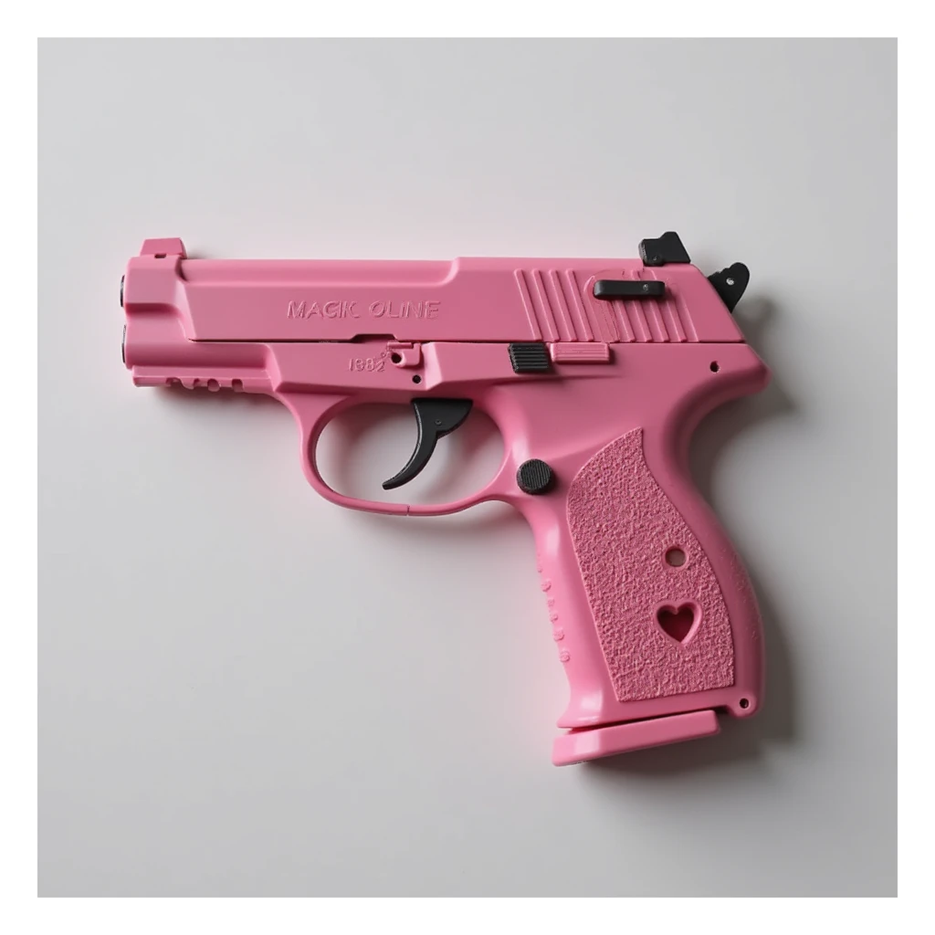Pink heart pistol, remove background sticker