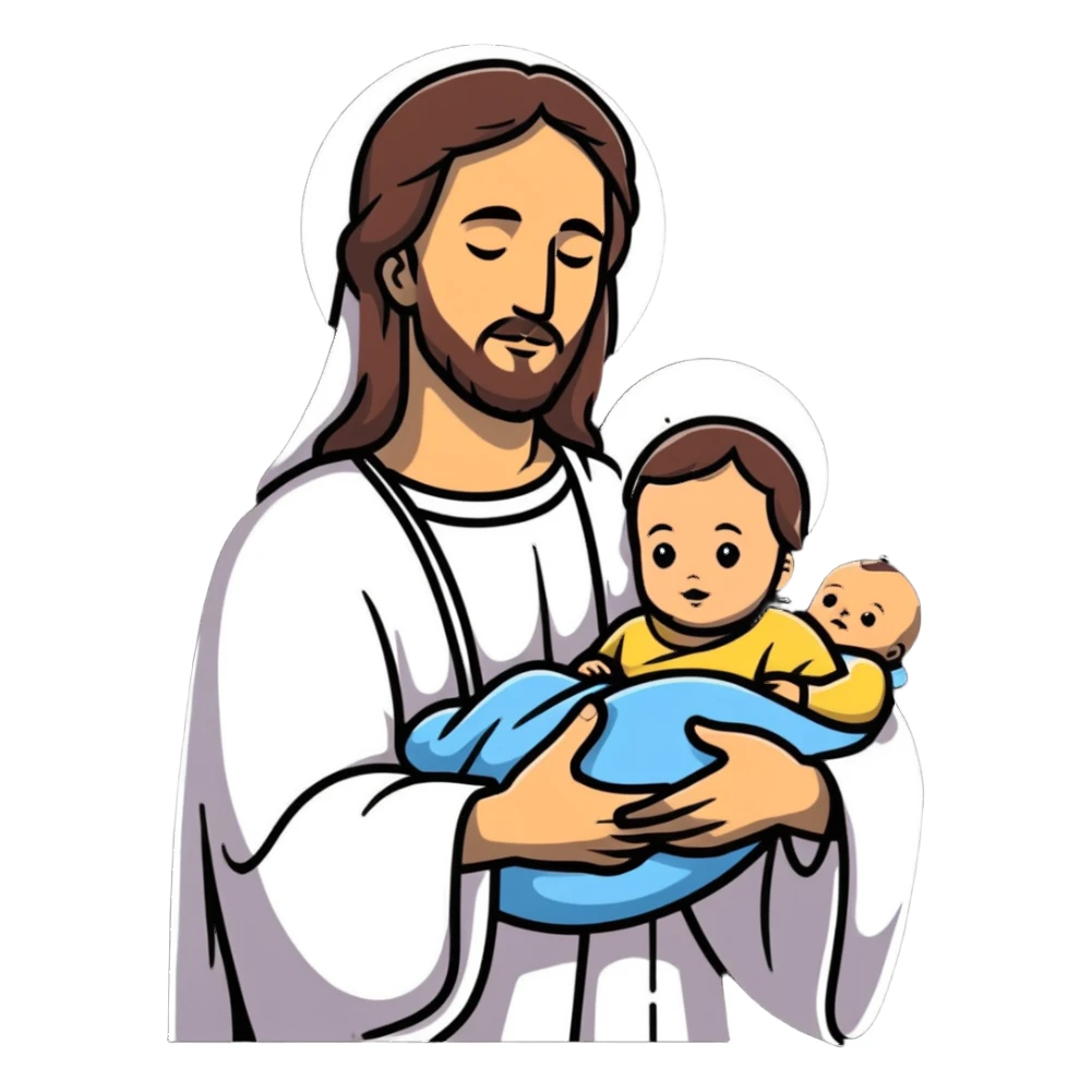Jesus holding baby boy sticker