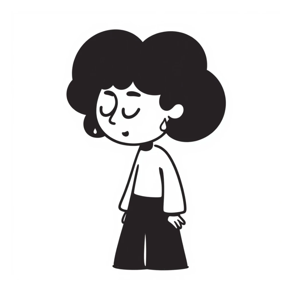 dejected and disappointed hand-drawn doodle with sad expression sticker