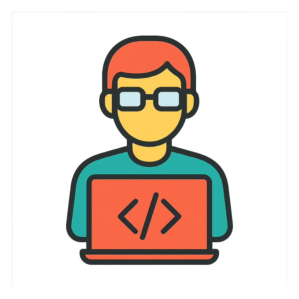 developer icon with laptop, clean, modern, minimal, suitable for UI, no text sticker