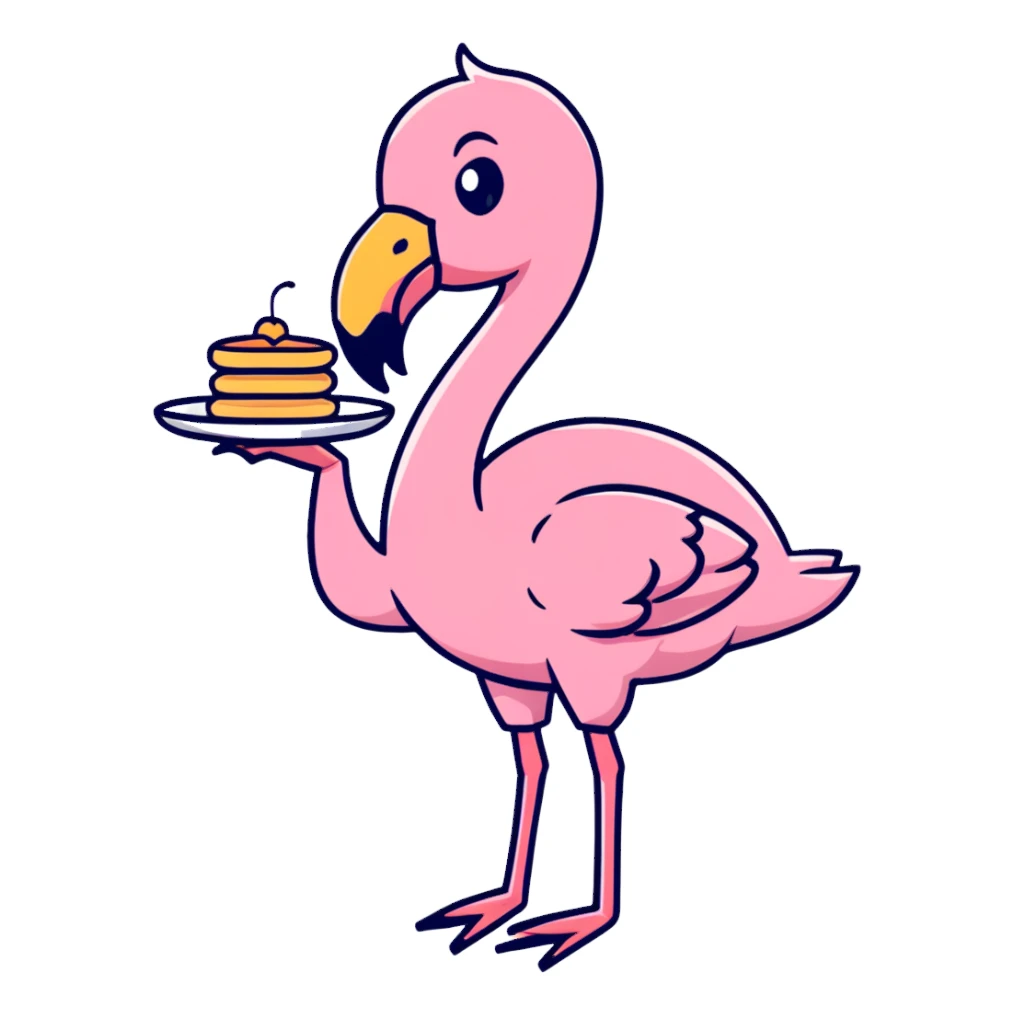 flamingo with a pancake sticker