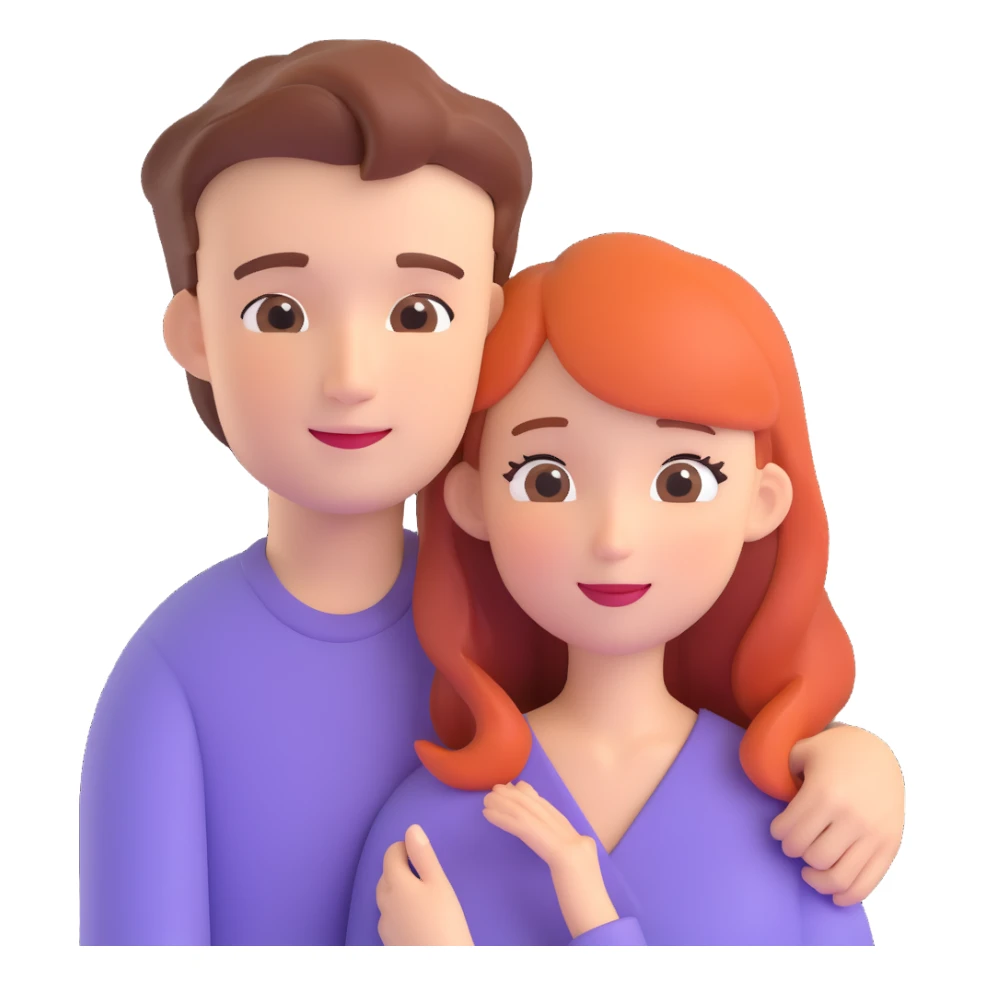 couple posing, close up pose, living room background sticker
