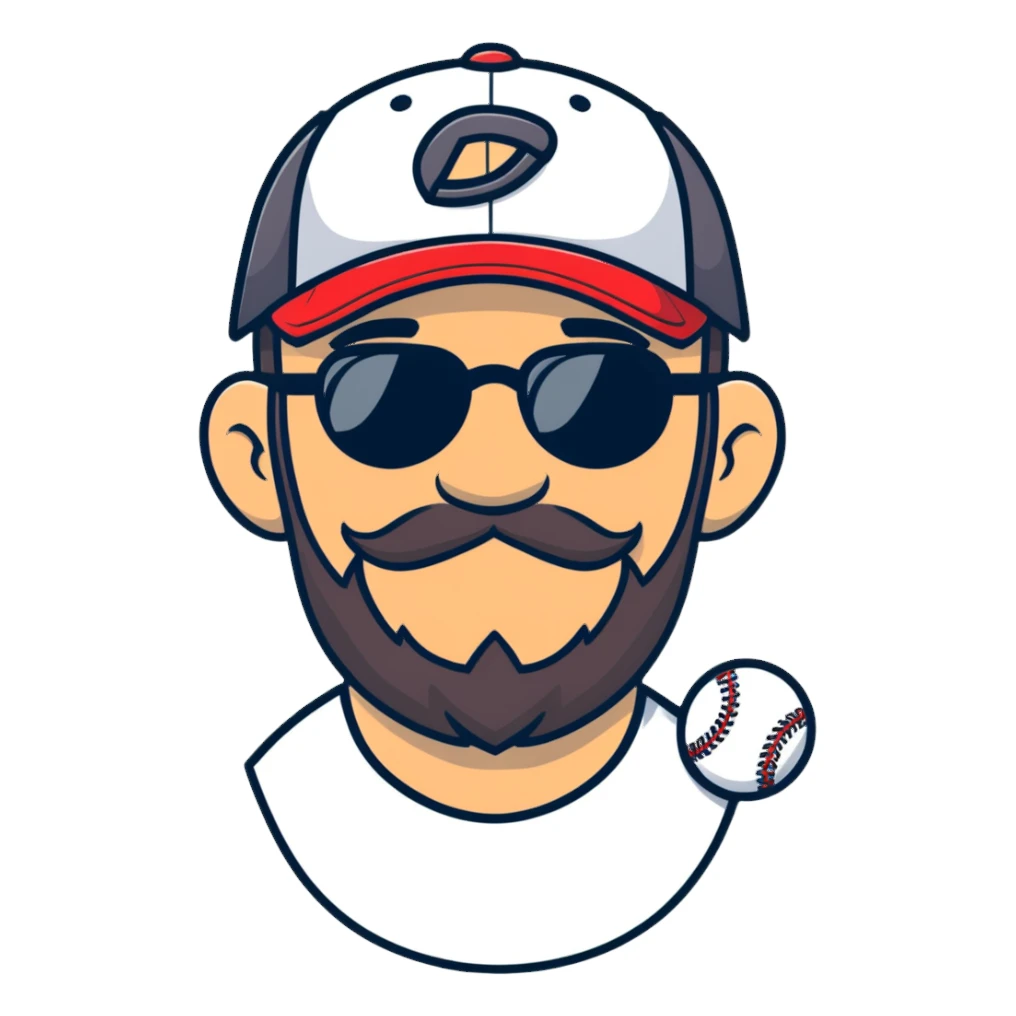 adventurer with beard, glasses and backwards baseball cap sticker