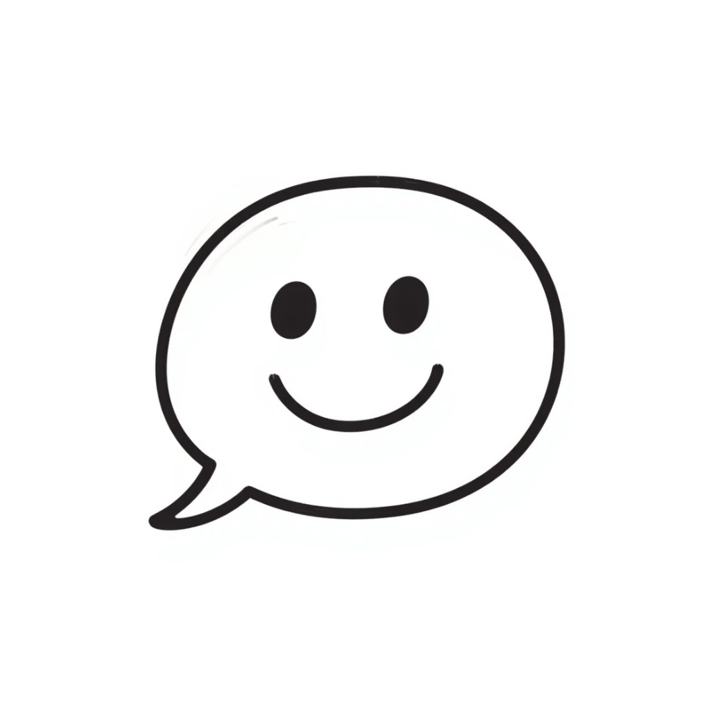 speech bubble with smiley face, hand drawn doodle style sticker