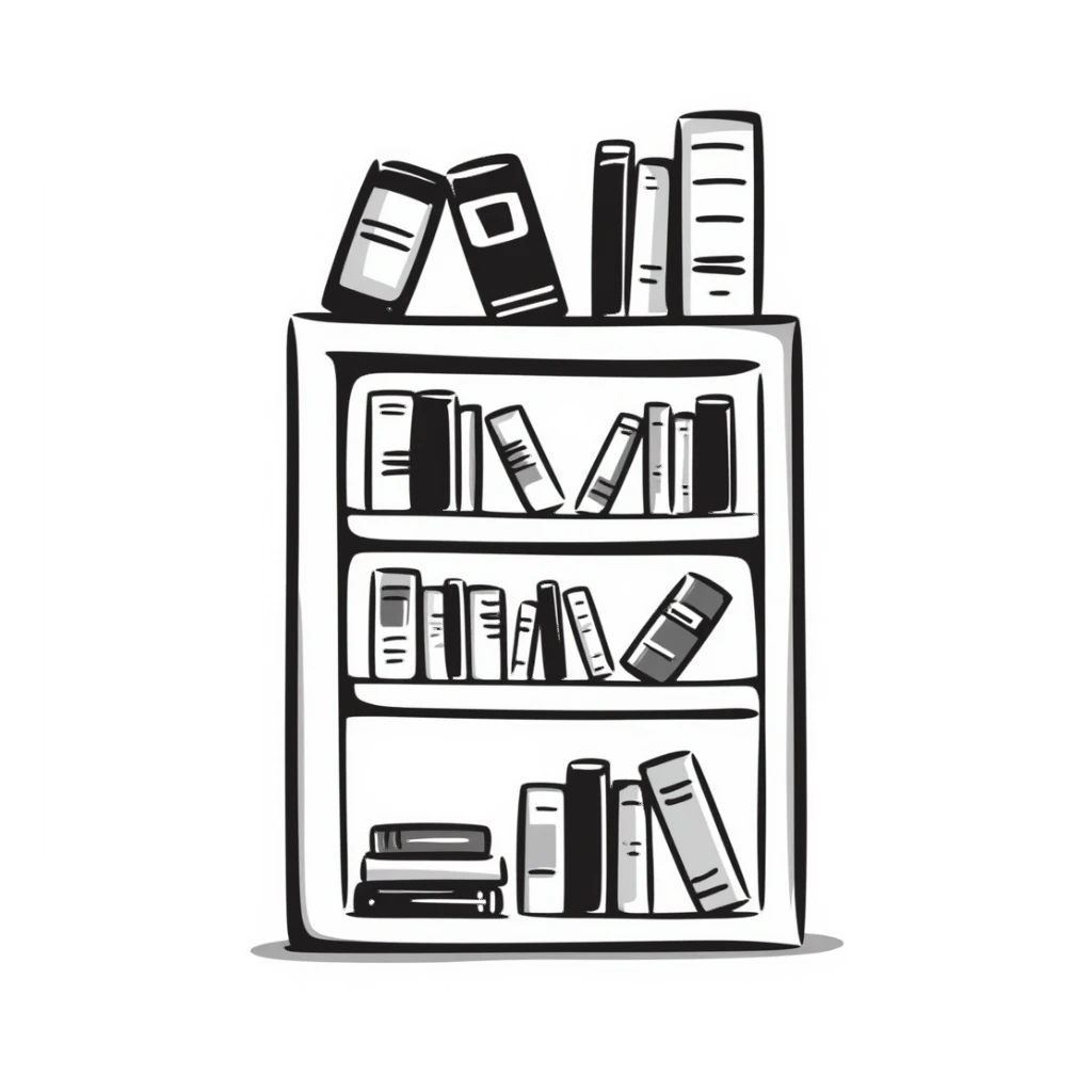 bookshelf filled with many books sticker