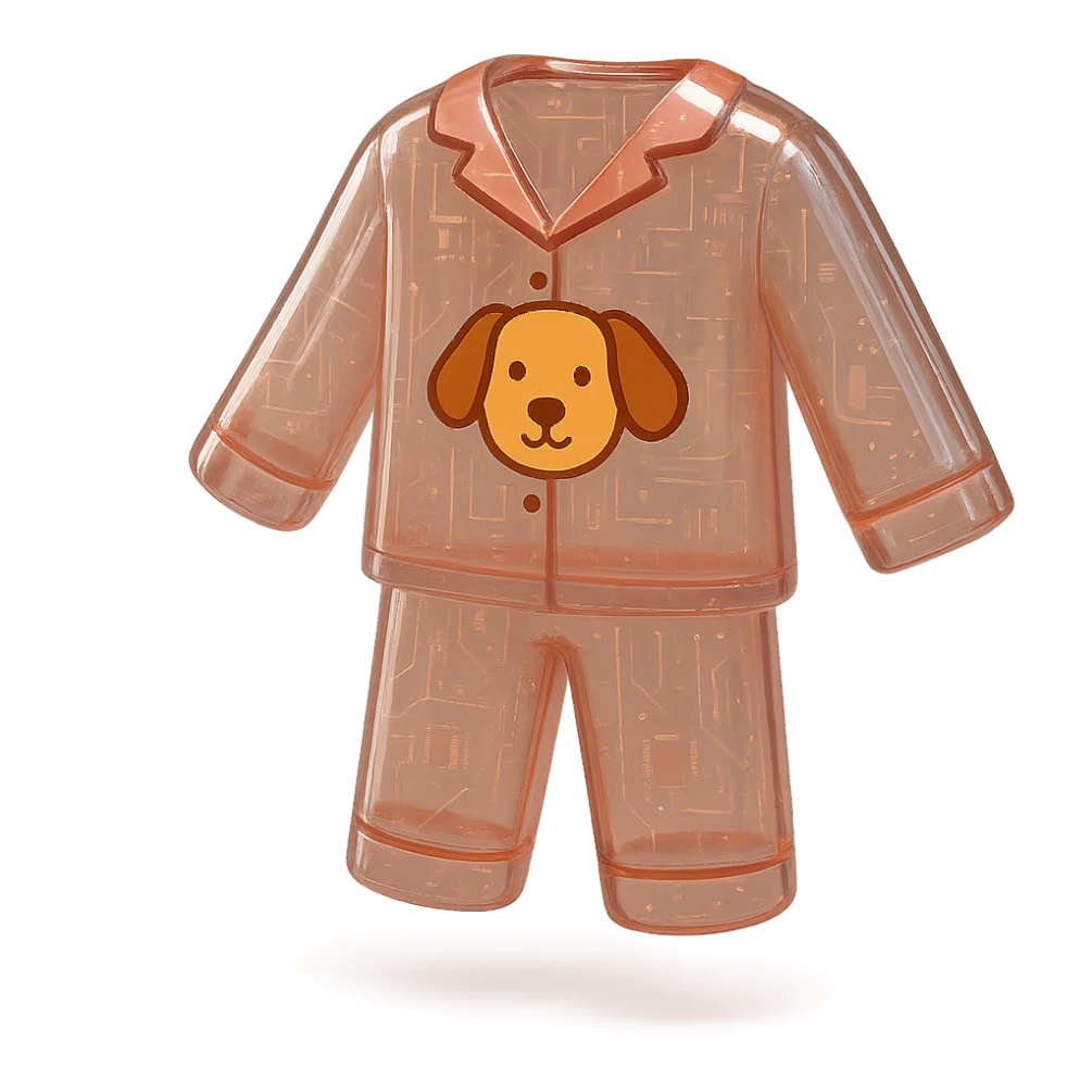 A cozy pajama set with a dog sticker