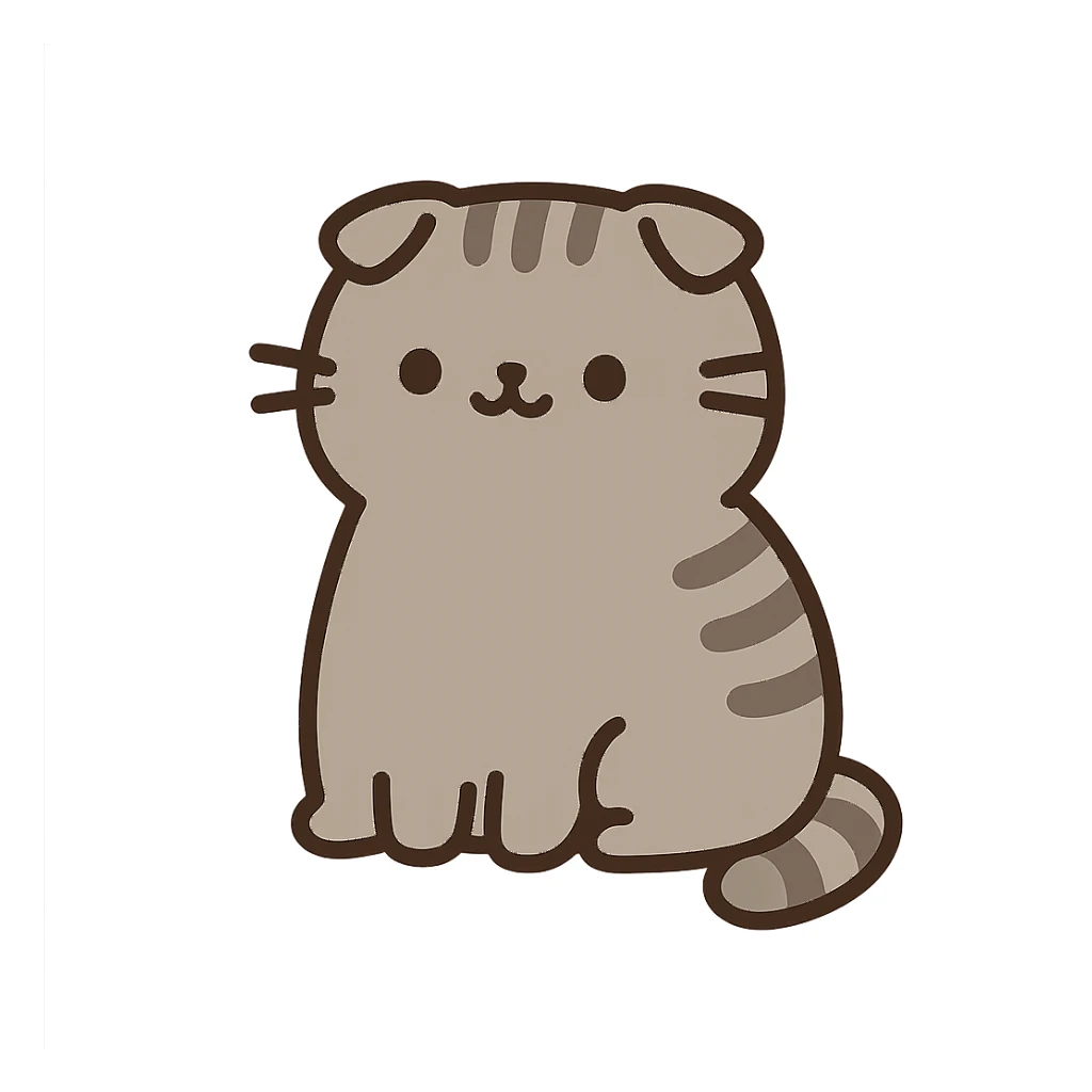 scottish fold kitten sitting, pusheen style sticker