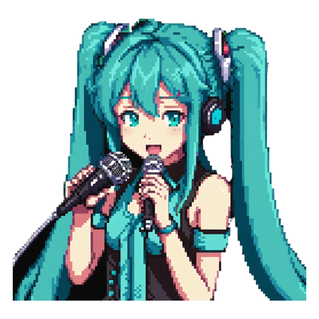 Cute Hatsune Miku singing with microphone sticker
