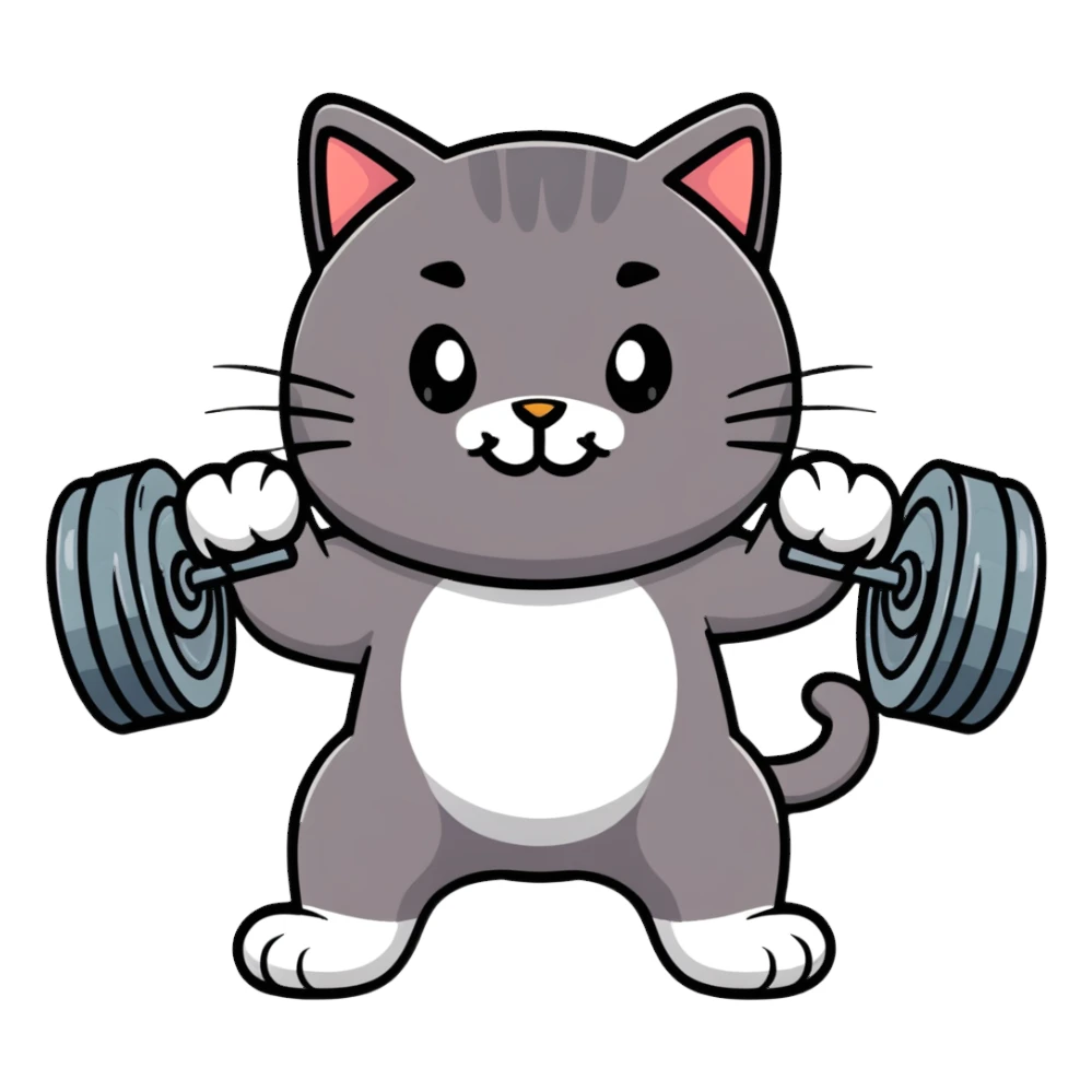 Cat smiling with heavy bar weights sticker