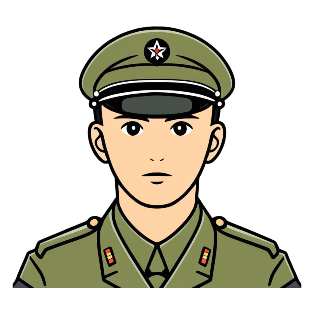 military man with crazy look sticker