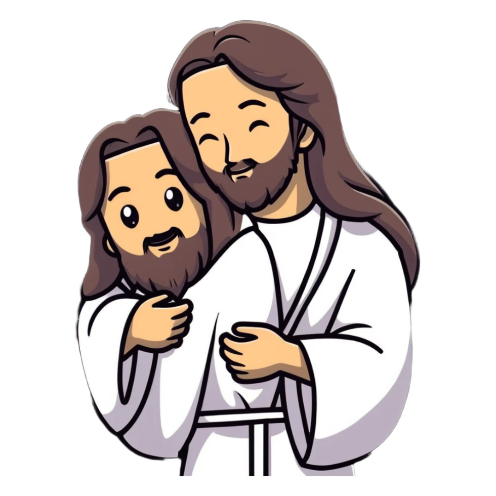 Jesus hugging person sticker