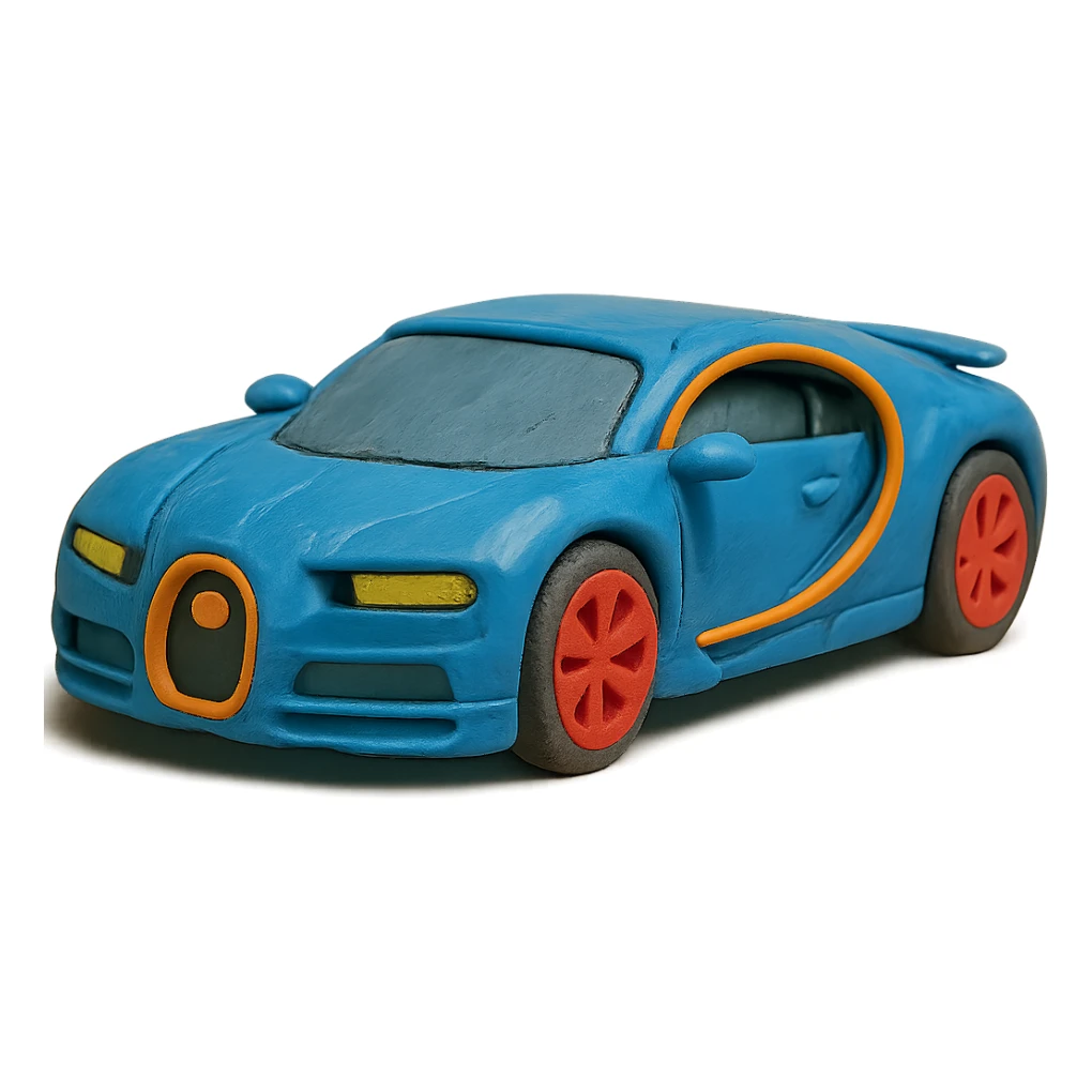 claymation style Bugatti Chiron sticker