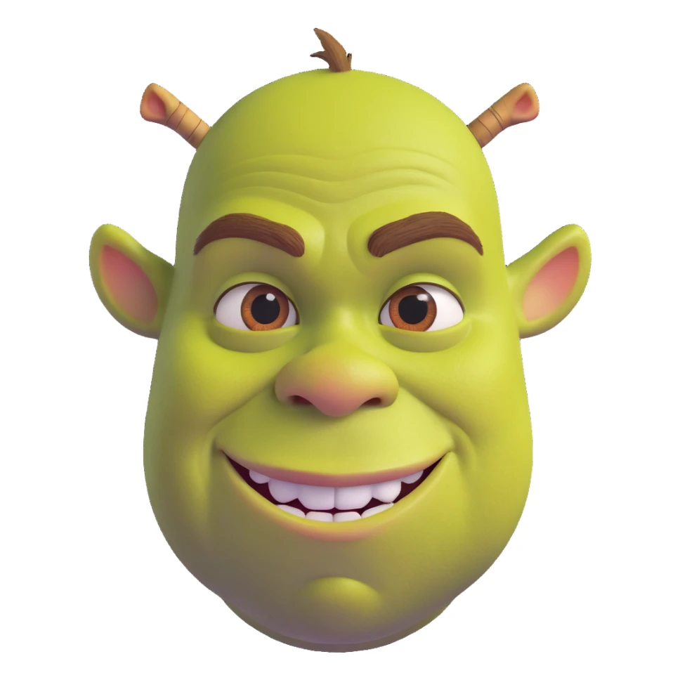 Shrek as a baddie with mischievous expression sticker