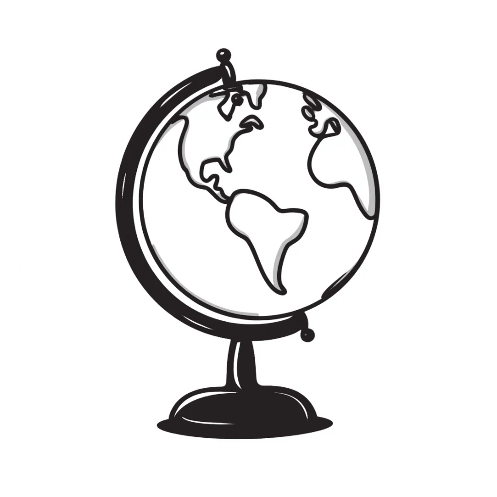 A hand-drawn Earth globe with simple continent outlines sticker