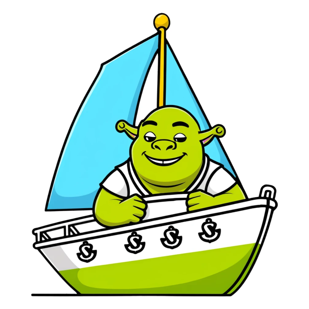 Shrek on a yacht sticker