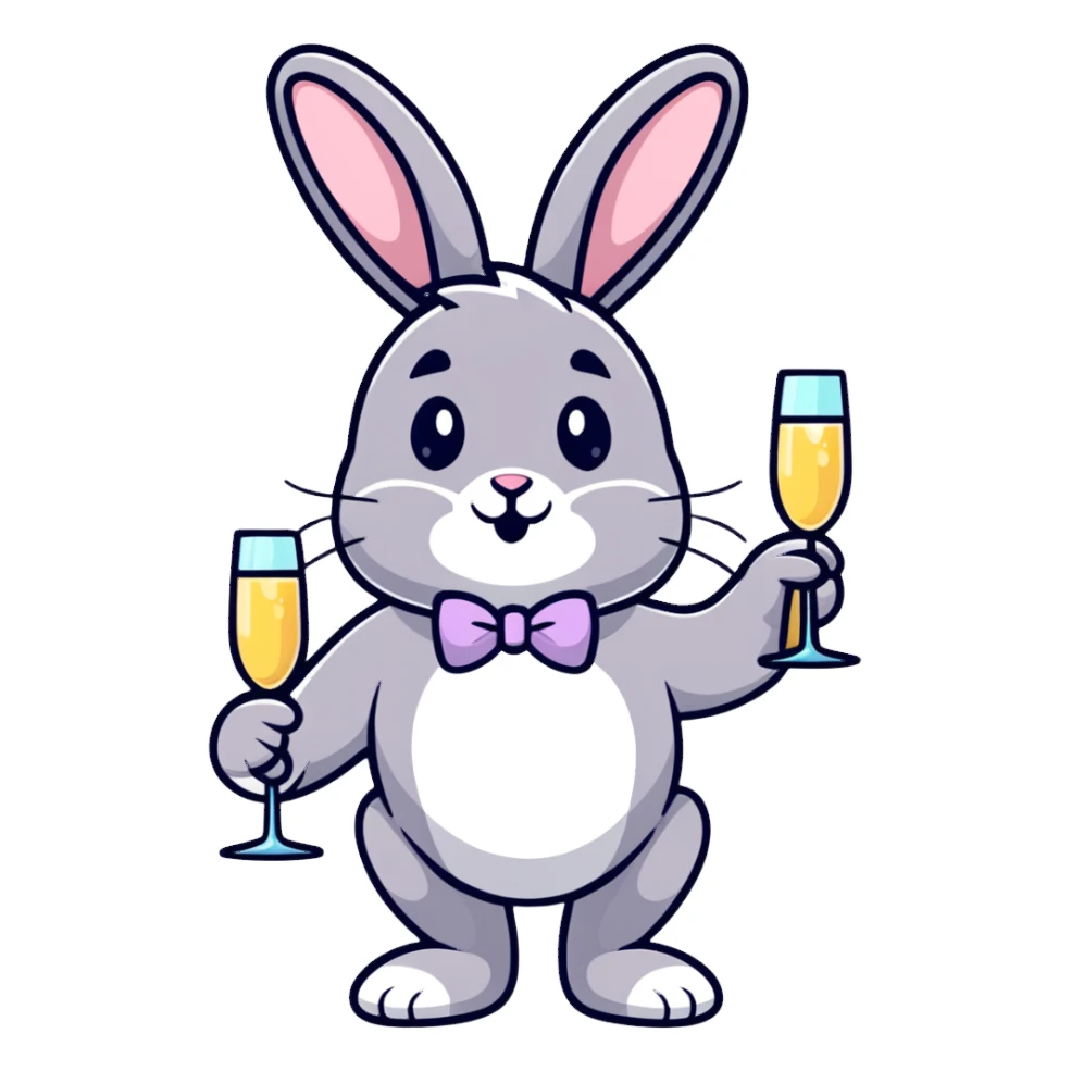 Fancy Easter bunny with champagne glass sticker